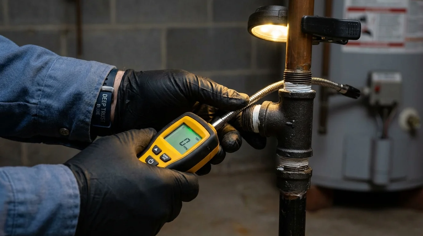 Gas leak detection with electronic sniffer by Johns Plumbing LLC in Gower