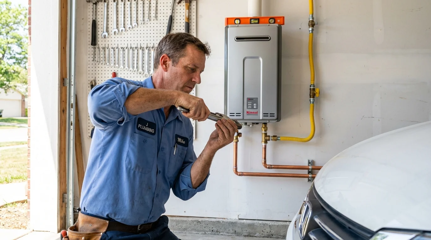 Tankless water heater installation by a Johns Plumbing LLC plumber in Gower
